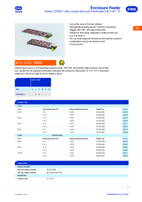 Thumbnail of document Data Sheet - TEF9207 Enclosure Heater w/Junction Box & Thermostat